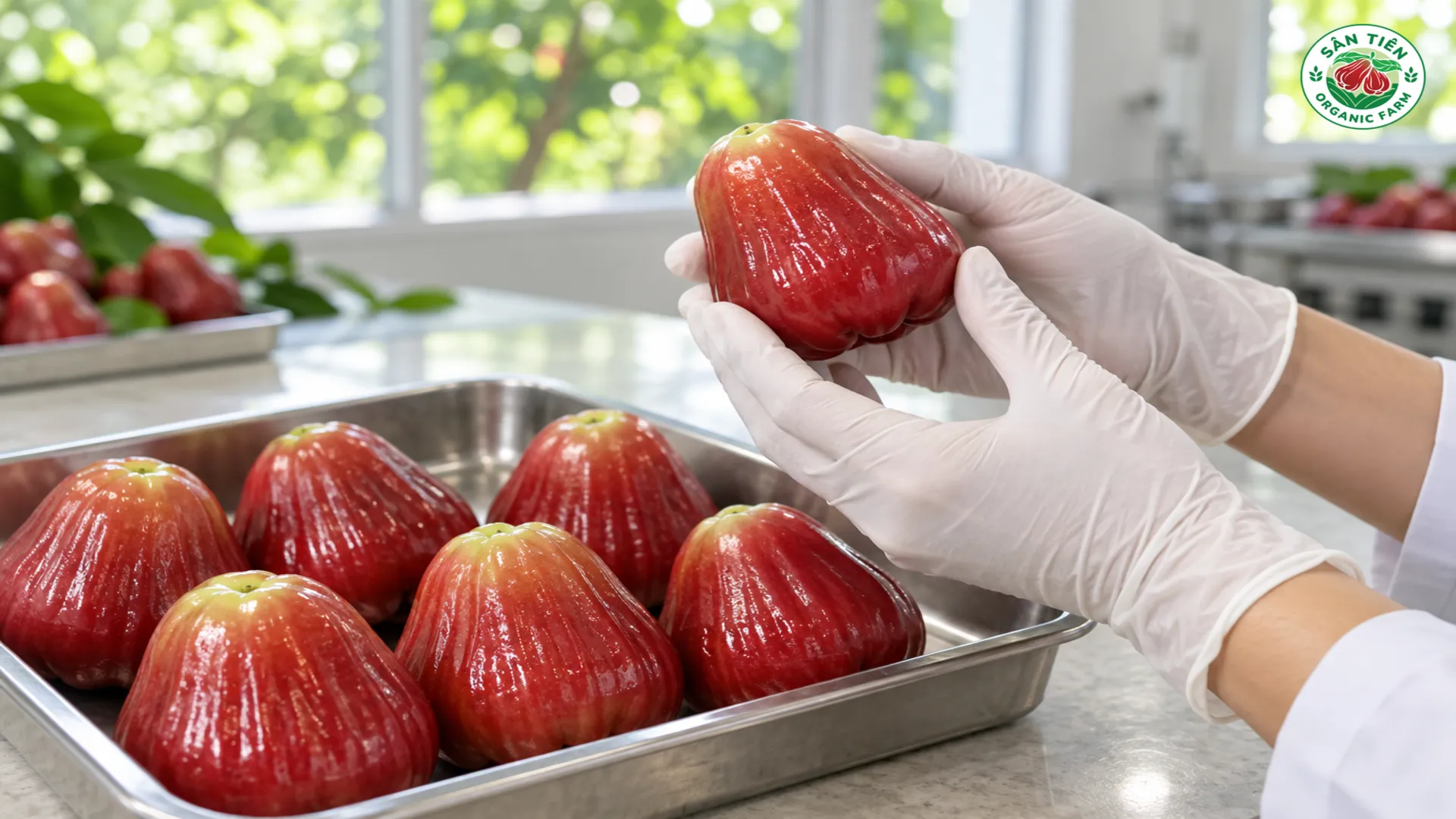 Mận Sân Tiên được tuyển chọn kỹ về màu sắc, độ tươi và ngoại hình trước khi đóng hộp quà.