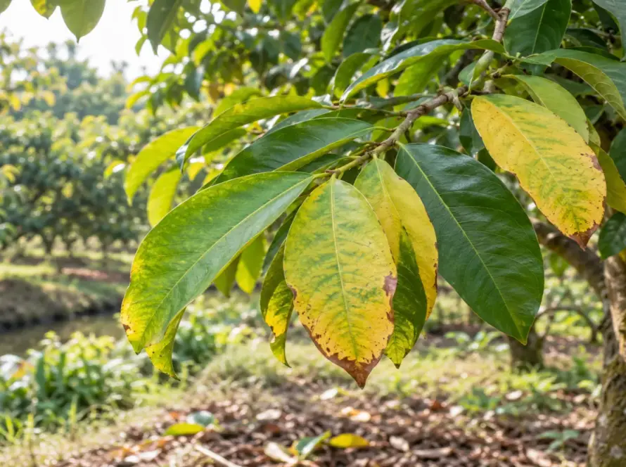 cây mận bị vàng lá